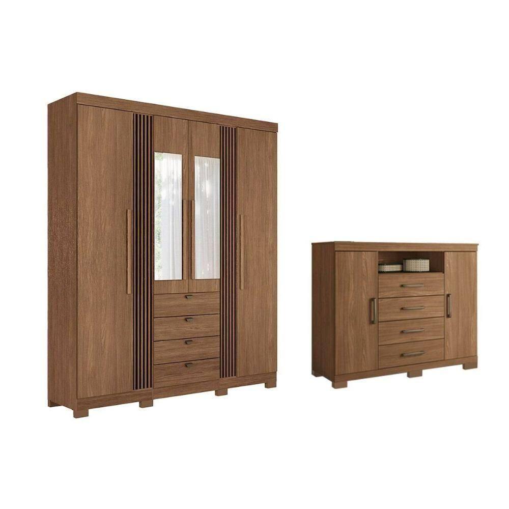 Guarda Roupa +cômoda 2 Peças Qc268 Jatobá - Santos Andirá