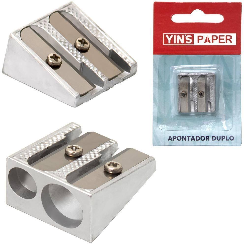 Apontador De Metal Duplo Quadrado Yins Paper 2,5X2,5Cm