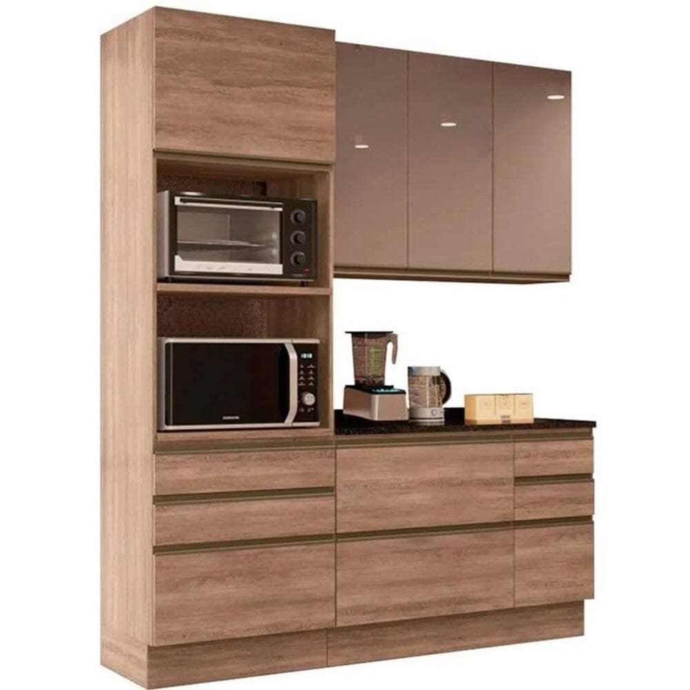 Cozinha Modulada Completa 3 Peças Kappesberg Maxxi, Nogal 190 cm
