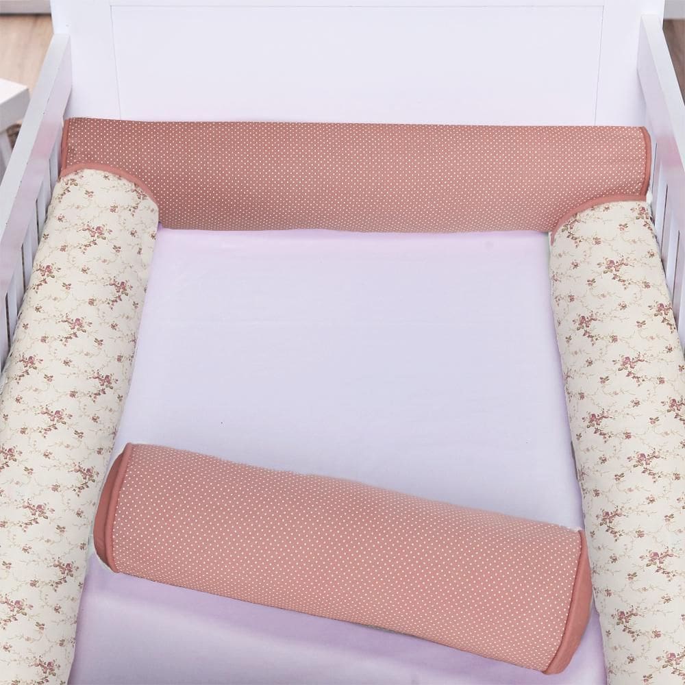 Kit Berço Americano 4 Rolos Floral Rosê