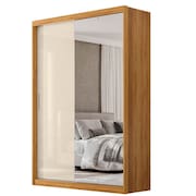 Guarda Roupas Solteiro com Espelho 2 Portas de Correr 4 Gavetas Riva Flex