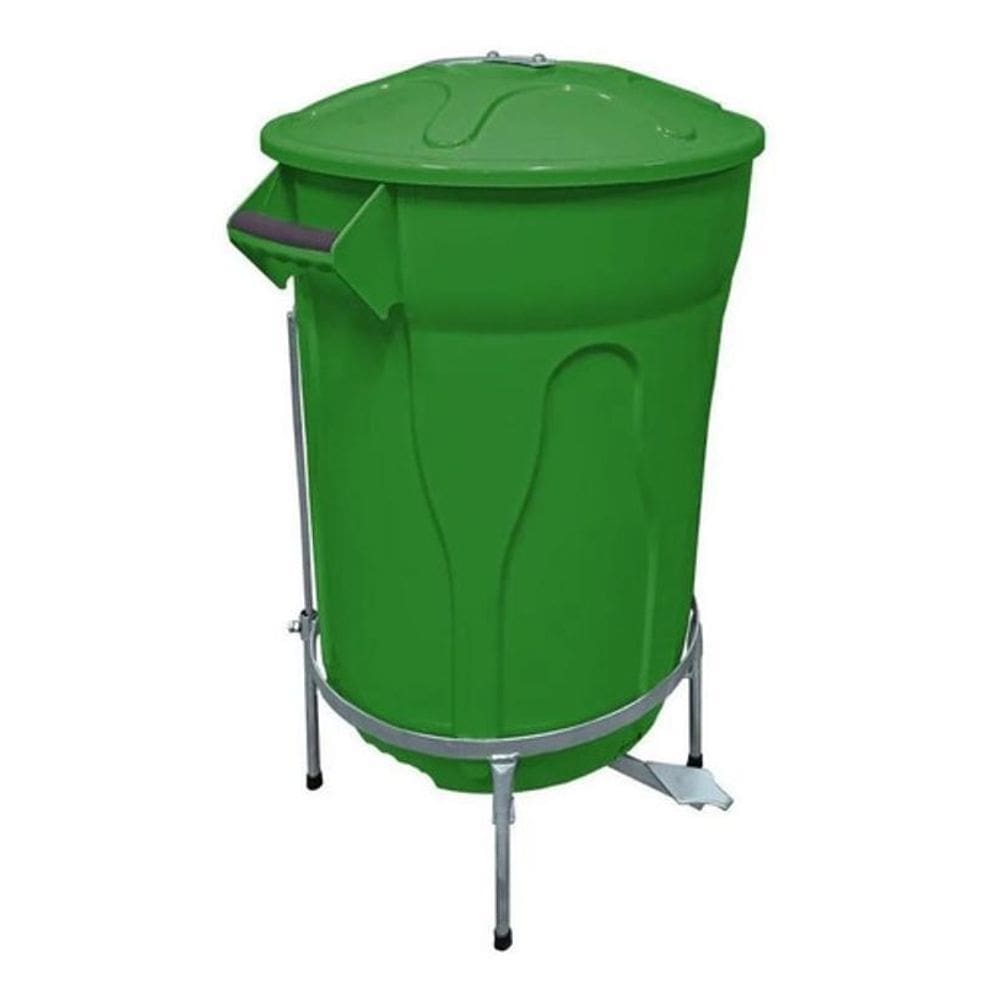 Lixeira Com Pedal De Aço E Armação 60 Litros