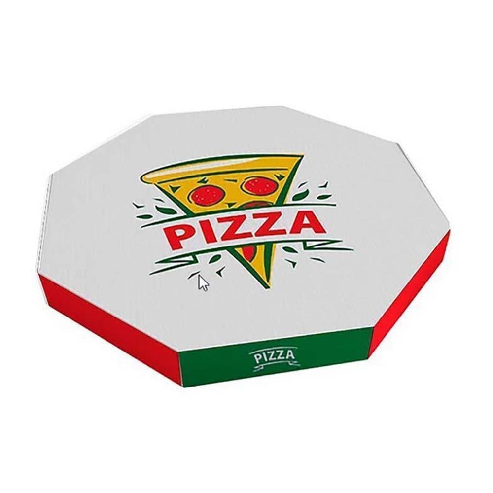 Caixa De Papelão Branca Oitavada Pizza 25Cm Caixa Com 50