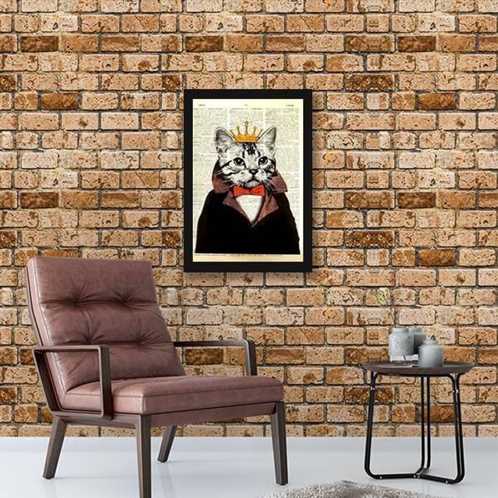 Quadro Gato Rei 24X18Cm - Com Vidro