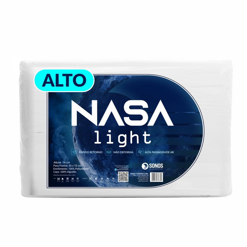Travesseiro Sonos Nasa Light Alto 14cm de Altura