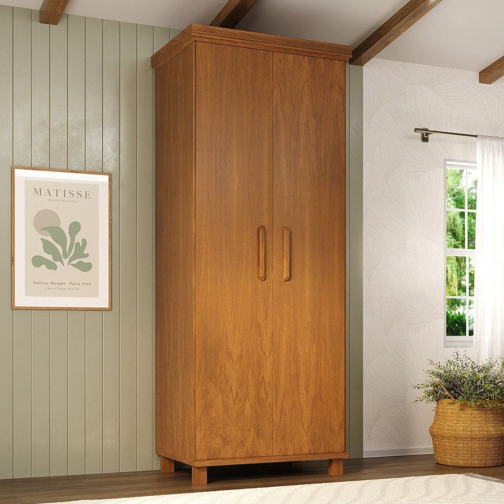 Guarda-roupa 2 Portas 100% Madeira Ibiza Mogno Mel