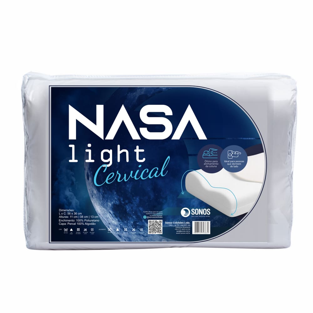 Travesseiro Sonos Nasa Light Cervical Peça Com 3 Alturas