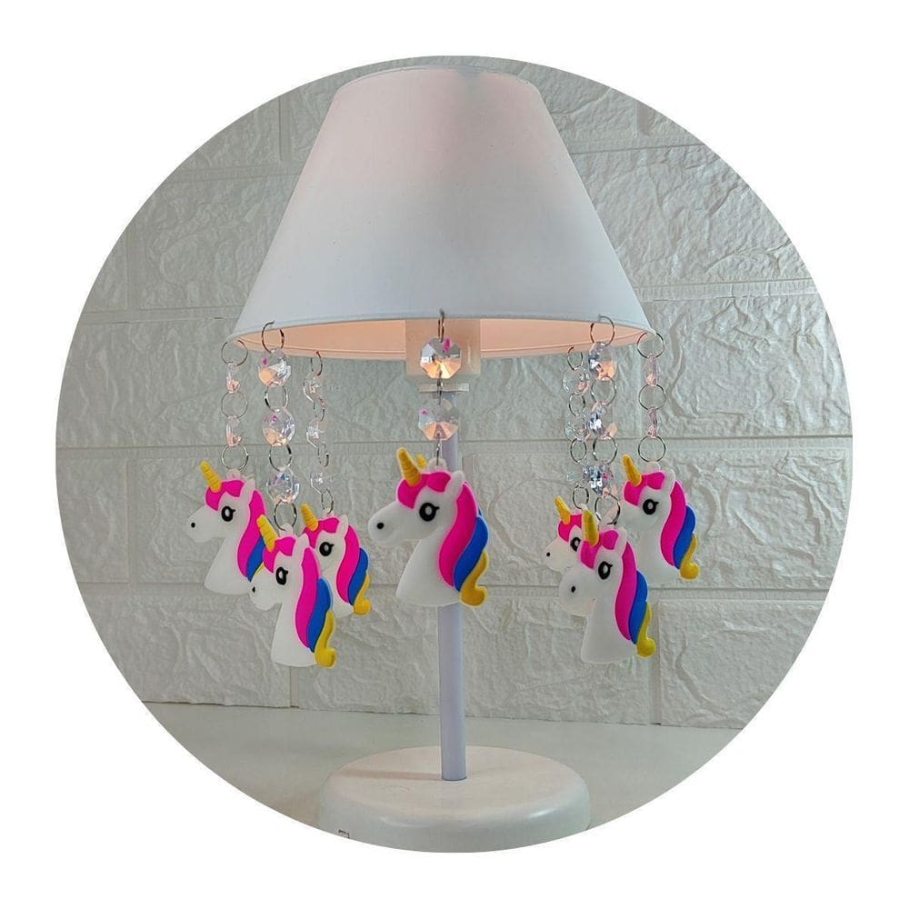 Abajur Unicórnio Branco 30cm - Base Acrílico