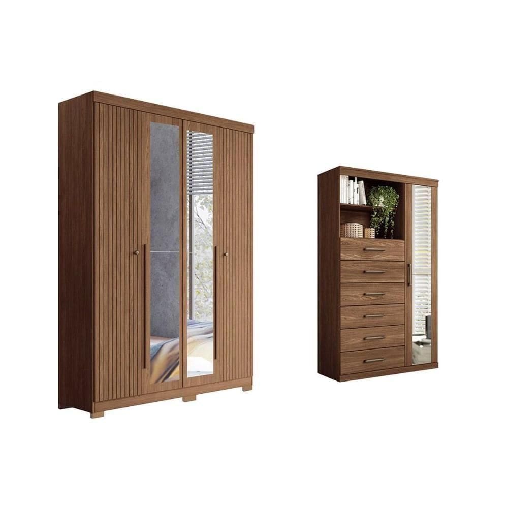 Guarda Roupa +cômoda Qc310 Jatobá - Santos Andirá