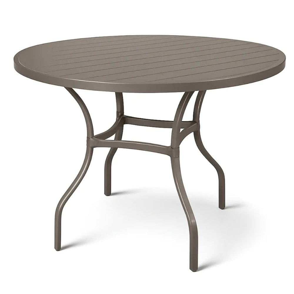 Mesa em Alumínio com Tampo Ripado com 100cm Pintura Eletrostática Cinza