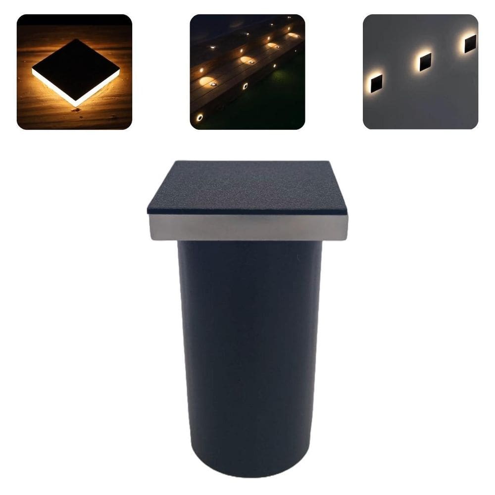 Balizador Led Quadrado Embutir Pvc 3W Luz Branco Quente