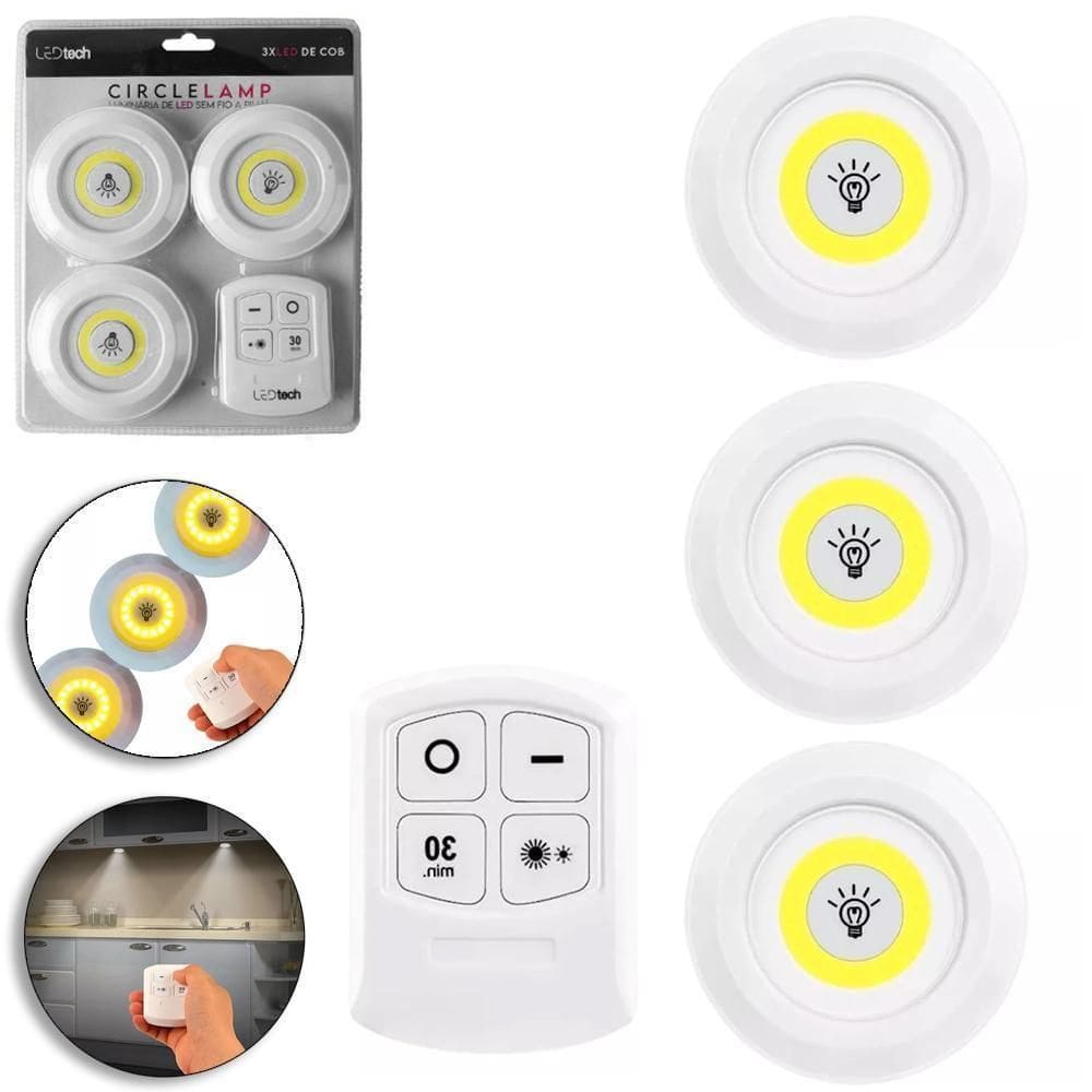 Abajur Luminaria Led Redonda Controle Remoto + Suporte