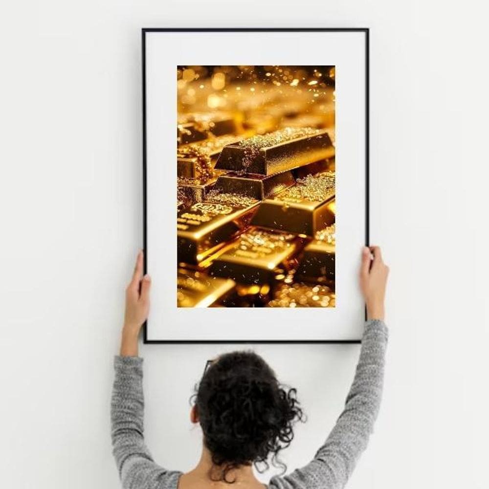 Quadro Lei Atração Barras Ouro - 60X48Cm