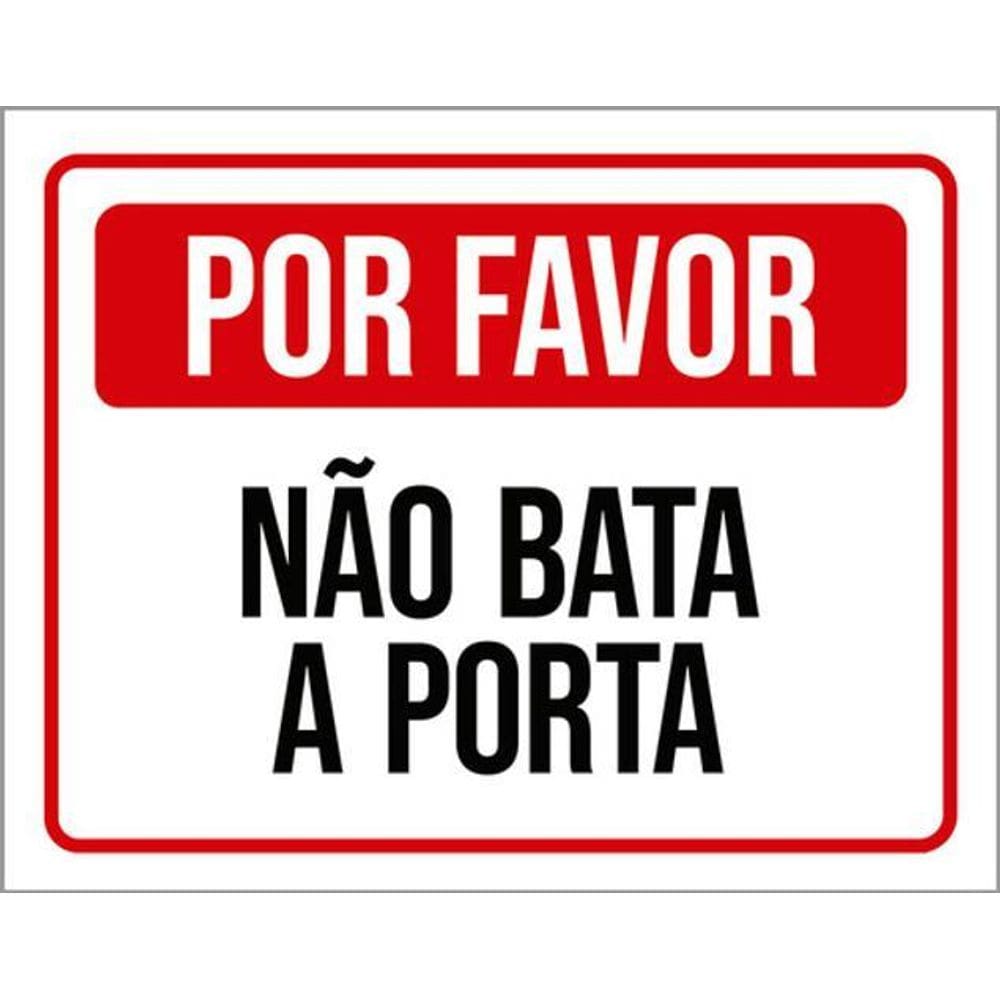 Kit 10 Placas Por Favor Não Bata A Porta Vermelha
