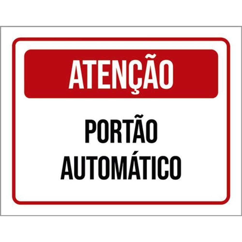 Placa Atenção Portão Automático Vermelha 36X46
