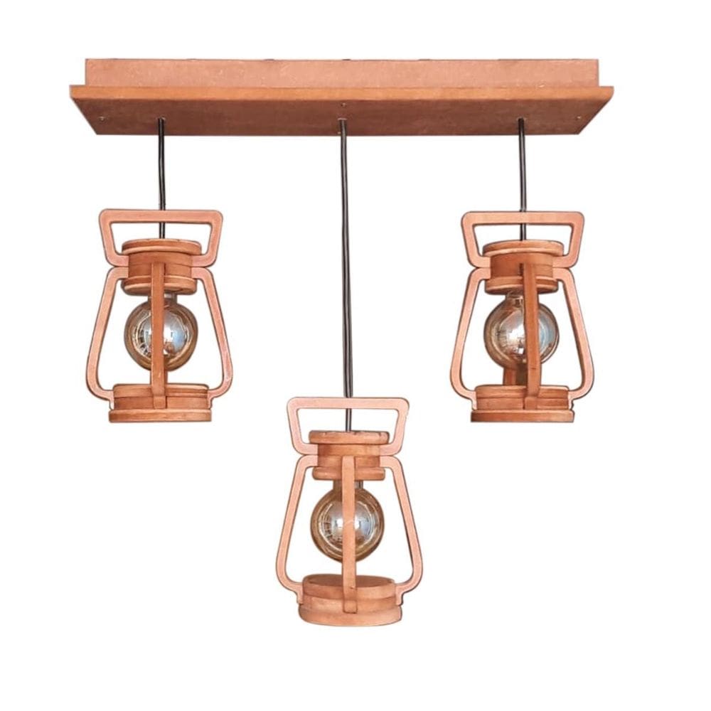 Luminária Lustre Pendente 3 Lampião 3 Peças 110/220 V