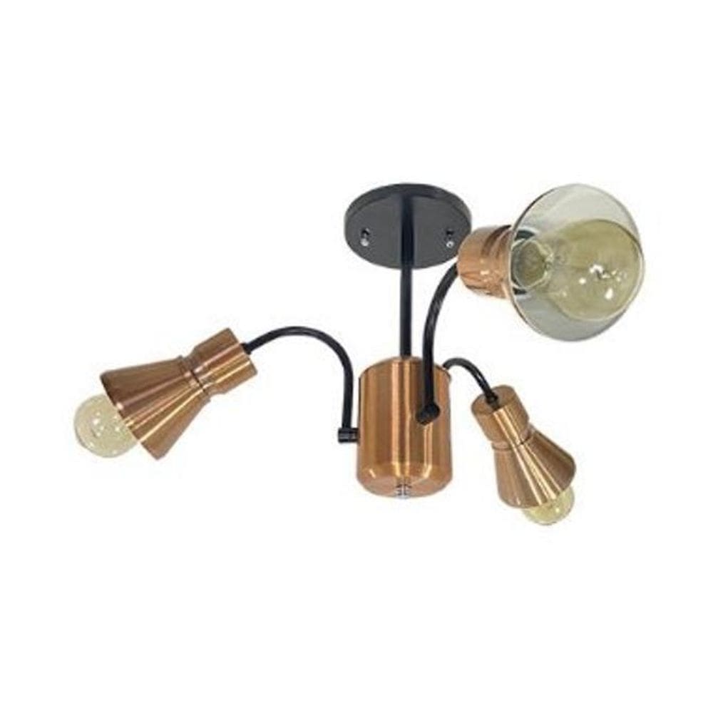 Lustre Irlanda Aluminio Cobre Preto Nacional Iluminação