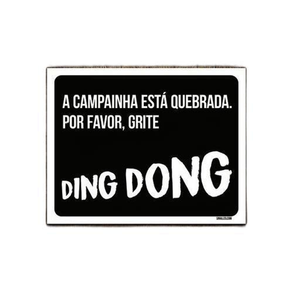 Kit 5 Placas Decorativa - Campainha Quebrada Grite Ding Dong