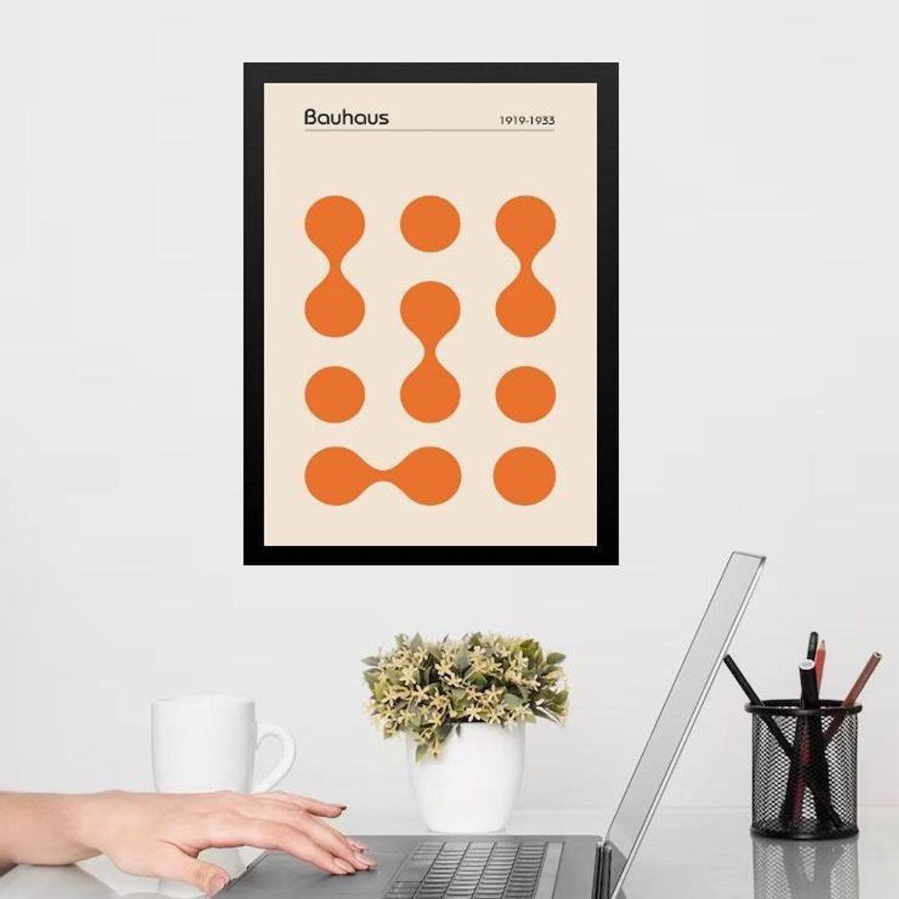 Quadro Bauhaus Orange Poster - Circles Drops 24X18Cm