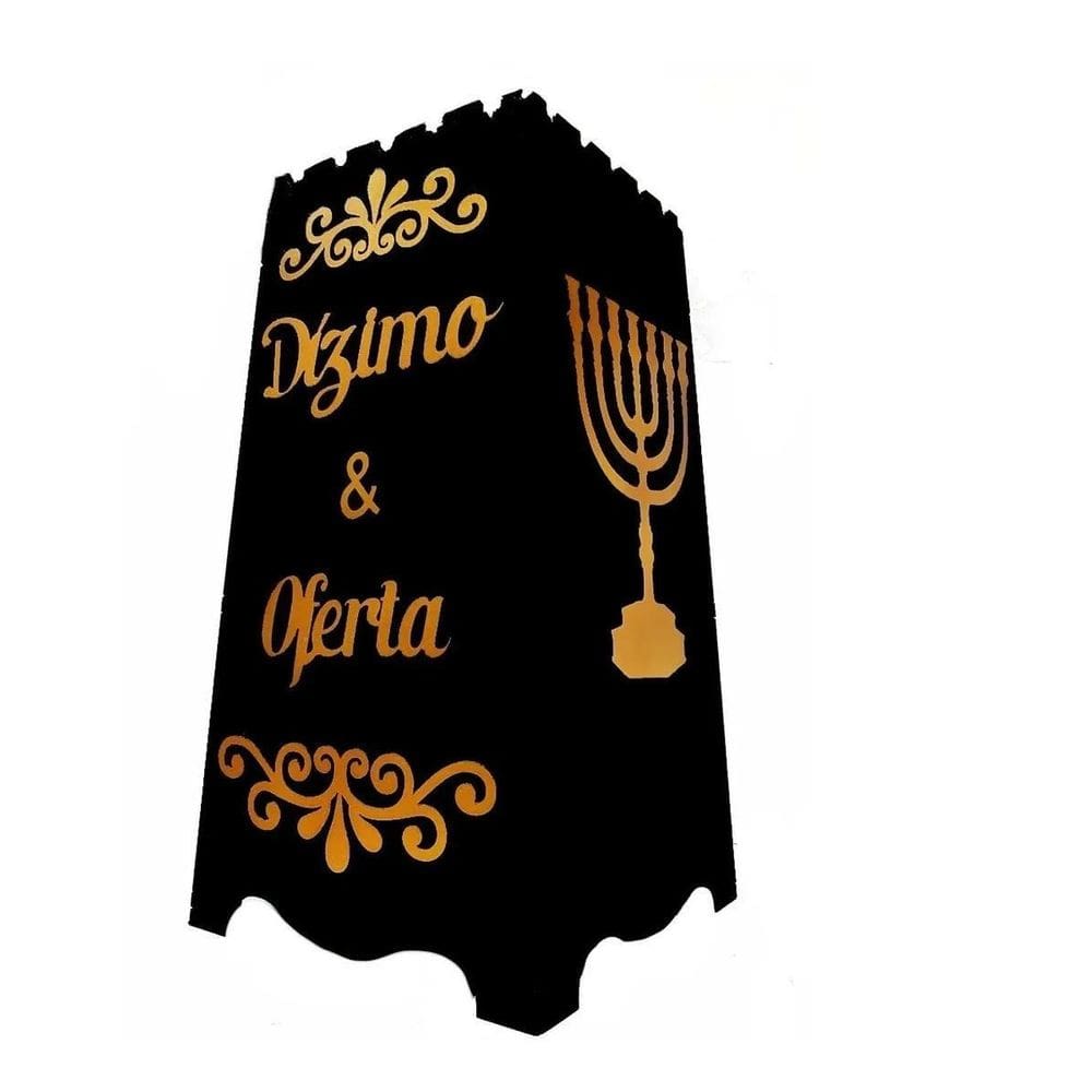 Gazofilácio Dízimos E Ofertas Igreja Em Mdf Preto Menorá