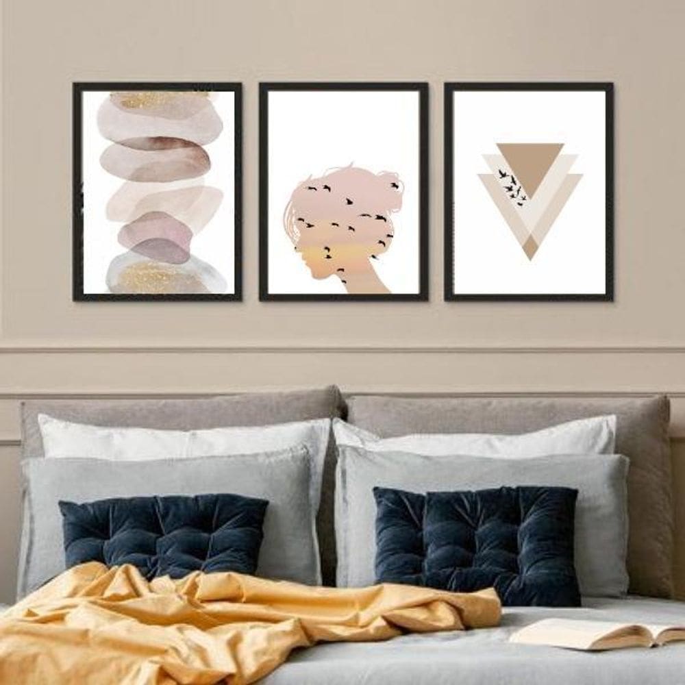 Kit 3 Quadros Clarinhos Suave Para Quarto 24X18Cm