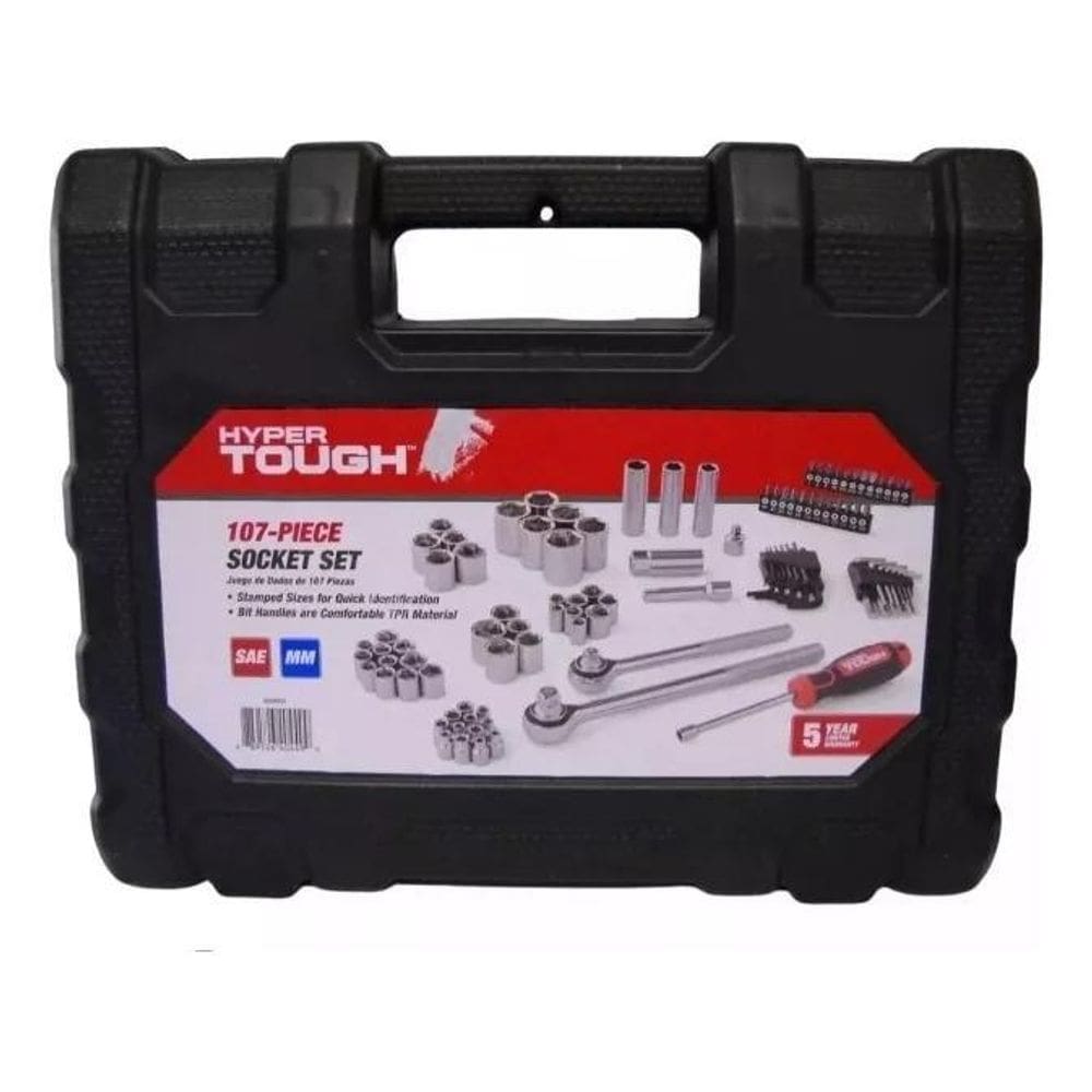 Jogo De Soquete Aço 107 Peças Com Maleta