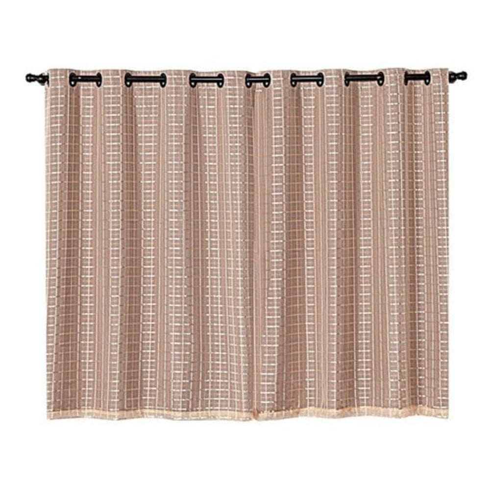 Cortina De Voil Voal Quadriculada Blackout Marrom 2,60X5,40