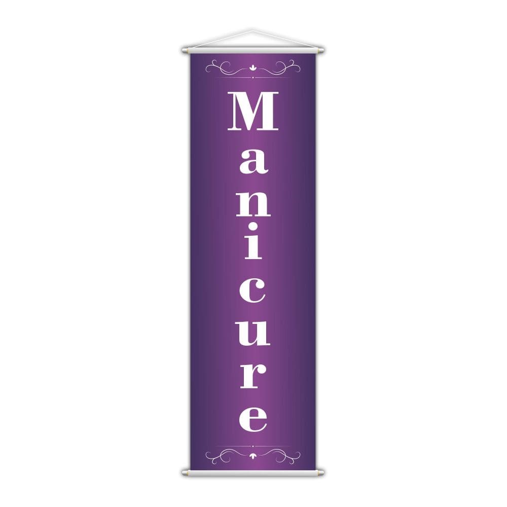 Banner Manicure Salão De Beleza Serviço Lona Roxo 100X30Cm