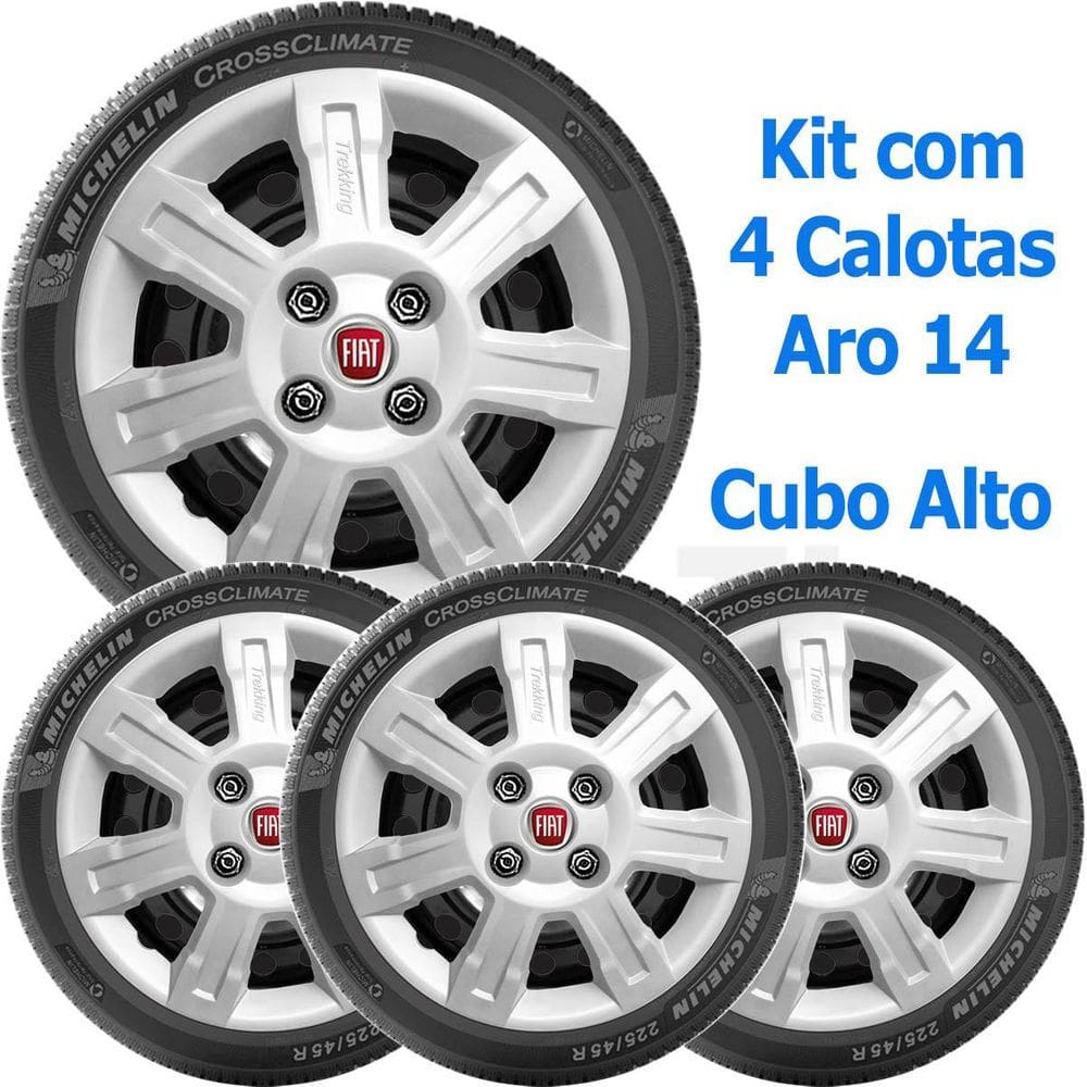 4X Calota Fiat Palio Adventure Strada Aro 14 Cubo Alto 166Ca