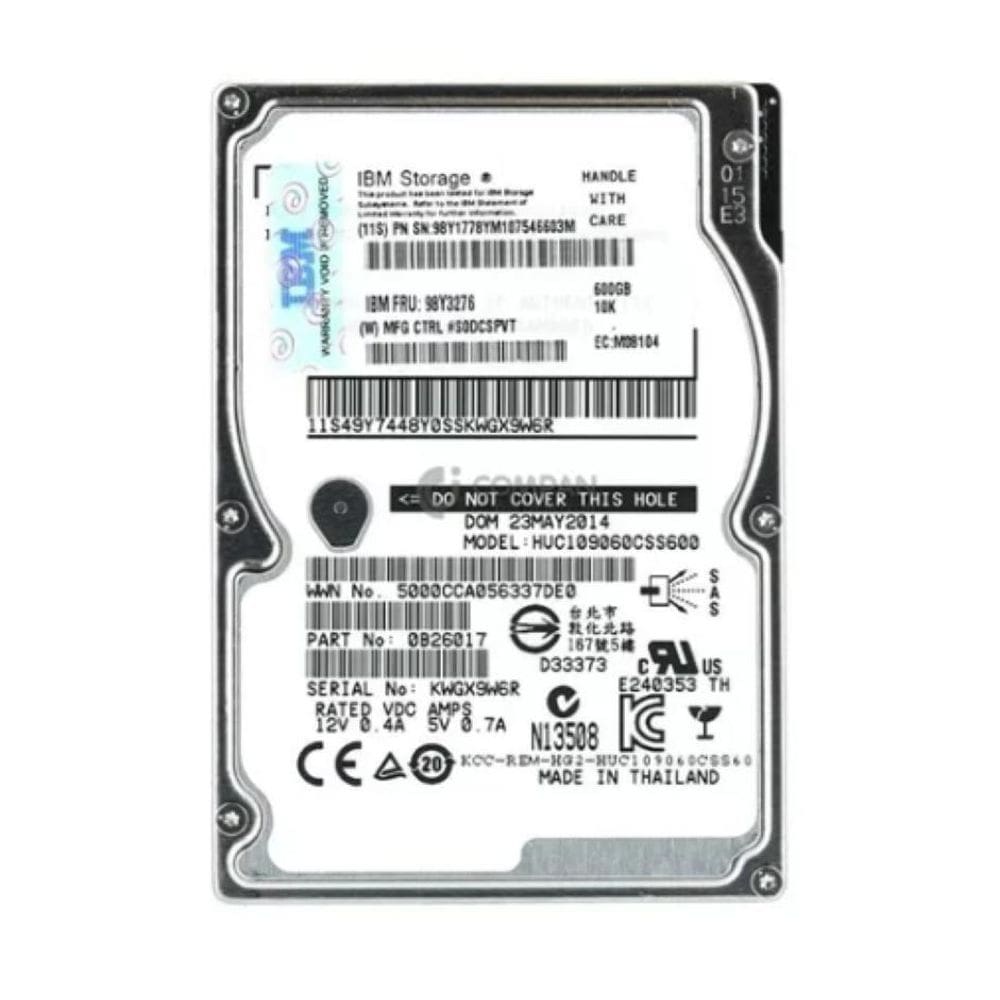 Hd Sas Ibm 600gb 2.5 Huc109060css600 - 1 Ano