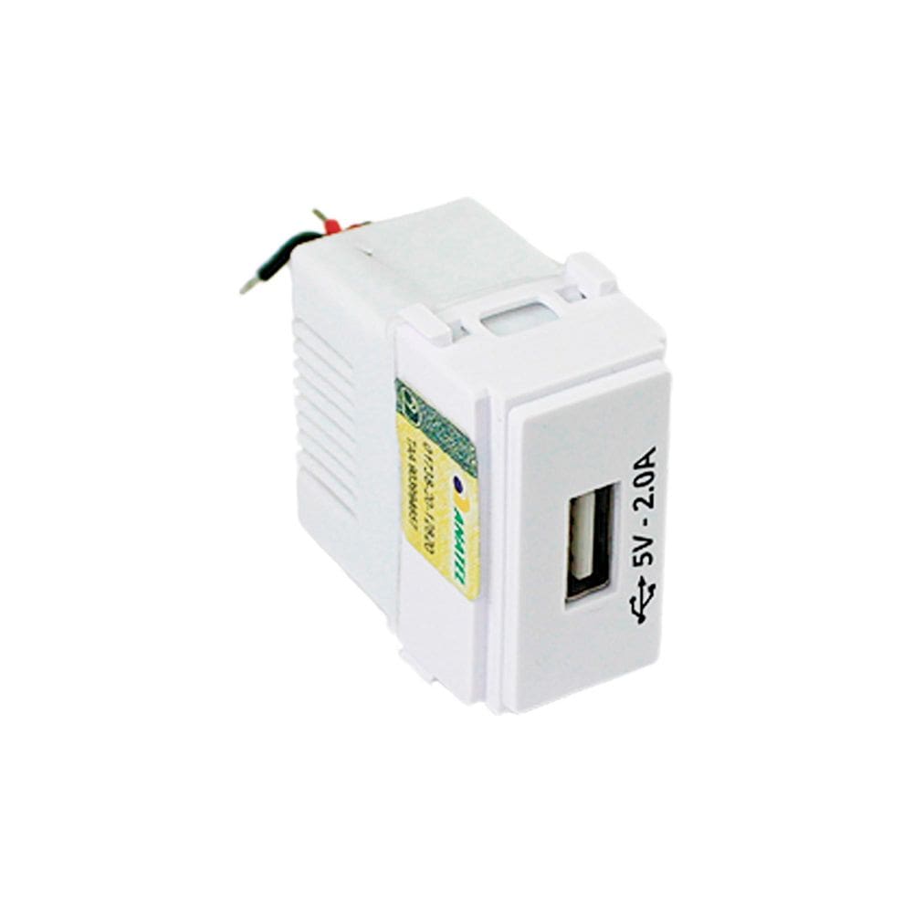 Módulo Tomada Carregador Usb 2A Branco I9 9591 Ilumi