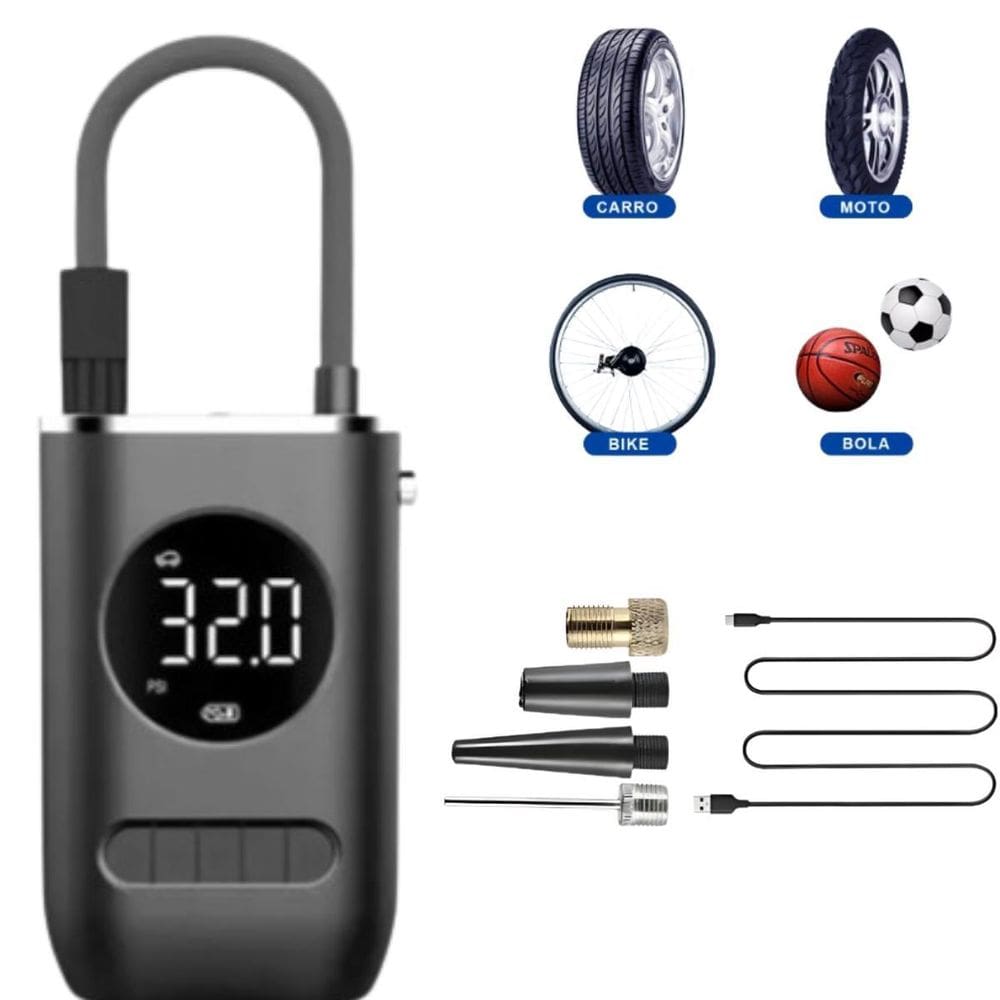 Mini Compressor De Ar Com Display Digital Com Cabo Usb