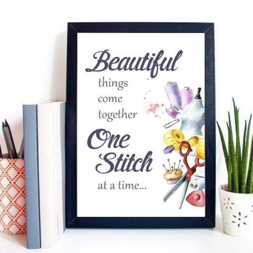 Quadro Para Atelier De Costura - Frase 45X34Cm