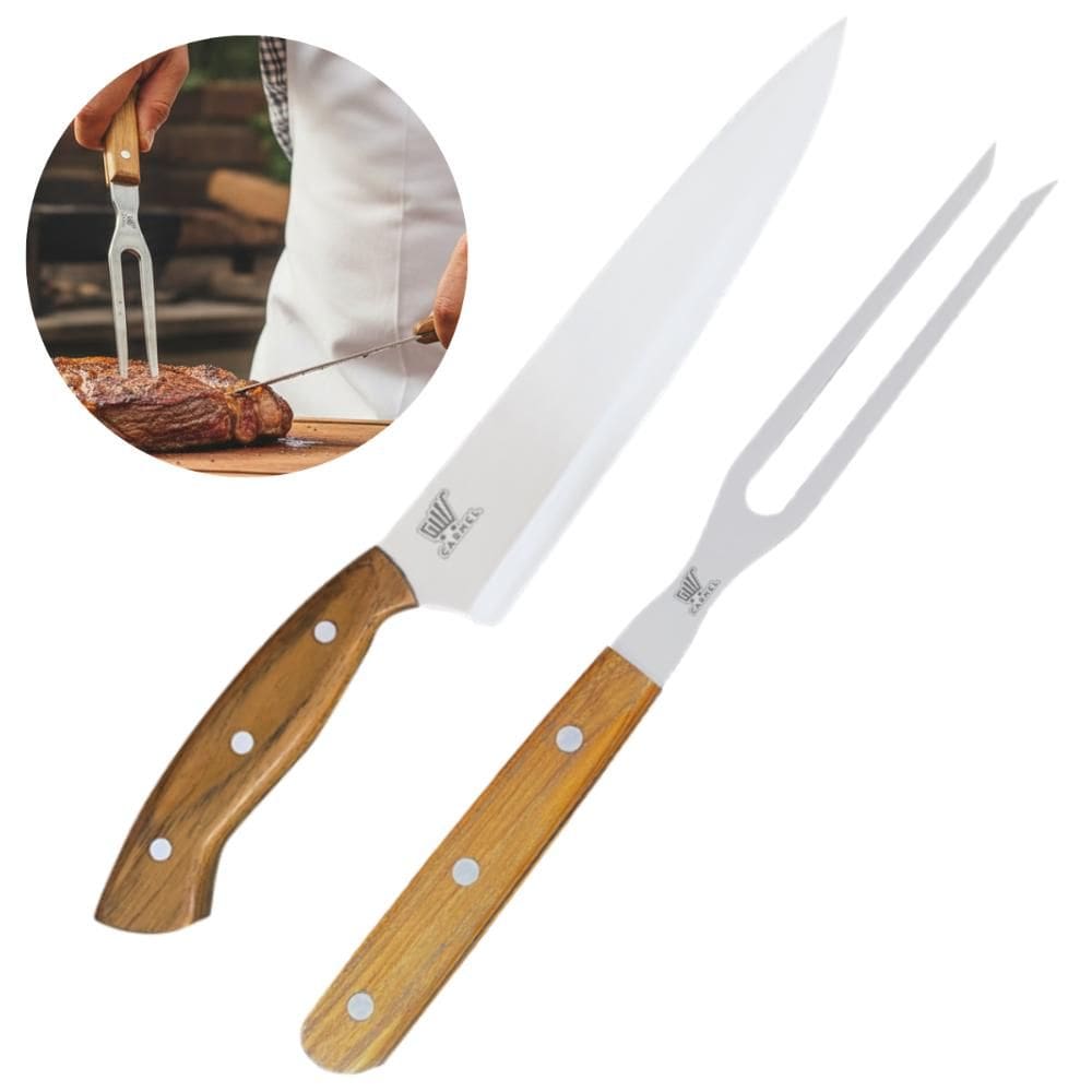 Kit Para Churrasco Parrilla Garfo e Faca Gaúcha Com Cabo de Madeira Carmel Imports
