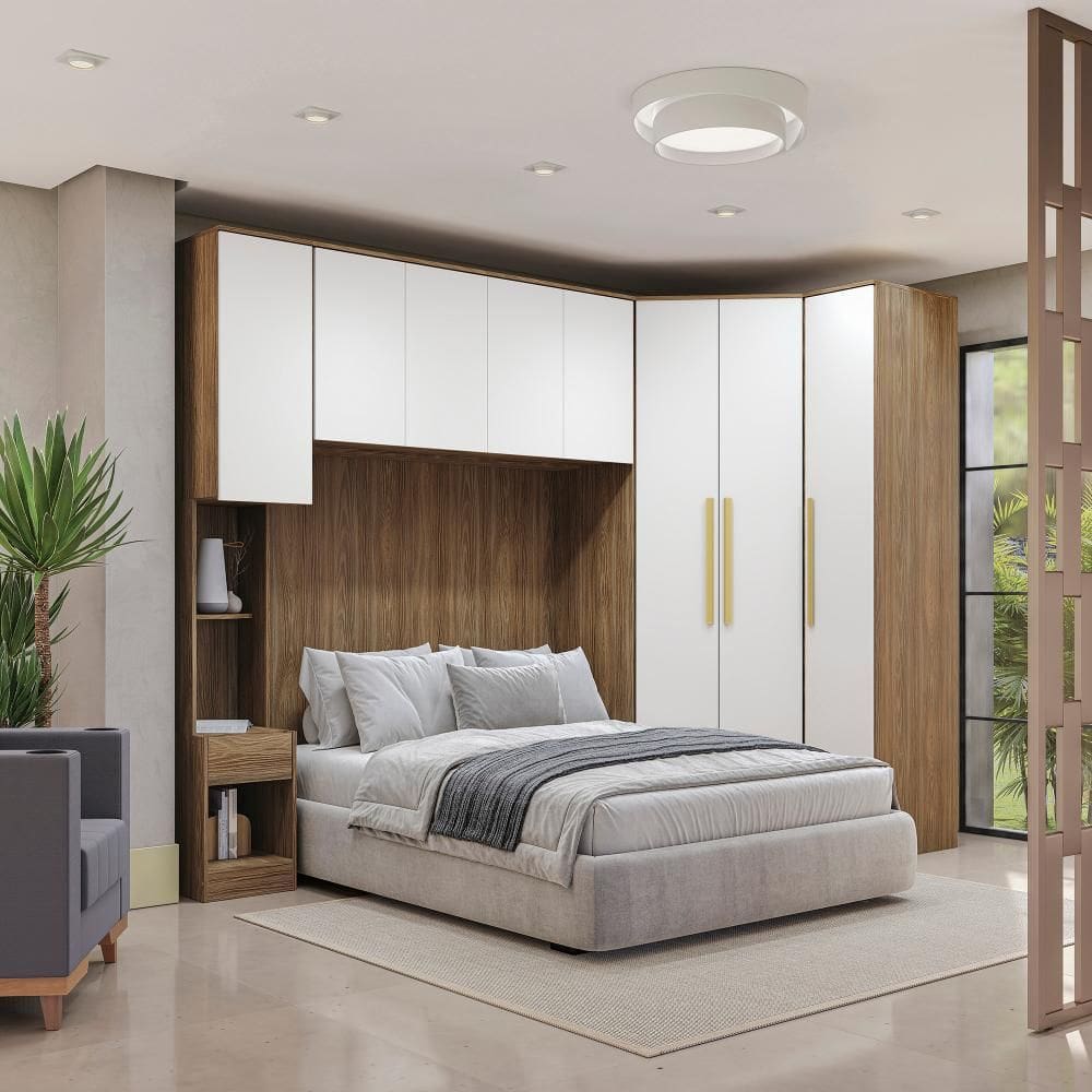 Quarto Completo Kappesberg Adapt  7 Peças Nogueira/Branco