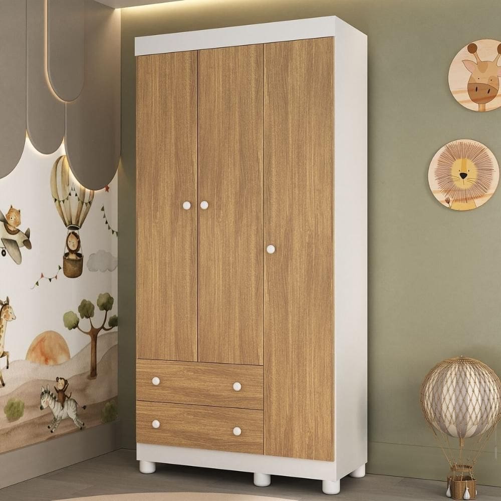 Guarda-roupa Infantil 92cm 3 Portas e 2 Gavetas Allegra Multimóveis MP4442