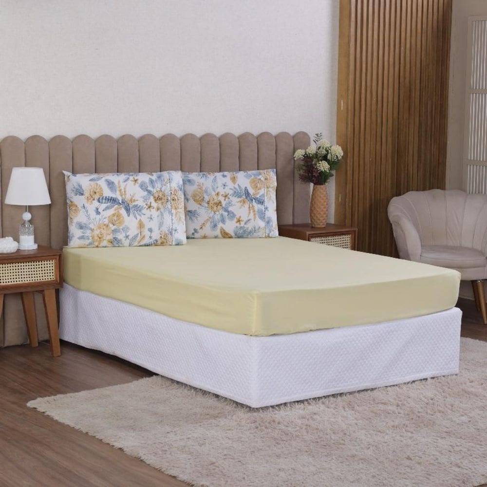 Jogo Cama Solteiro 2P Lençol + Fronha Esmeralda Percal 100%