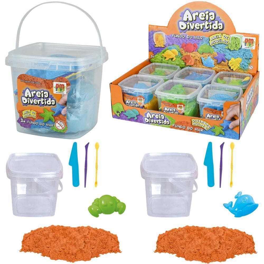 1 Areia De Modelar 250G Com Molde Fundo Do Mar + 3 Acessorio