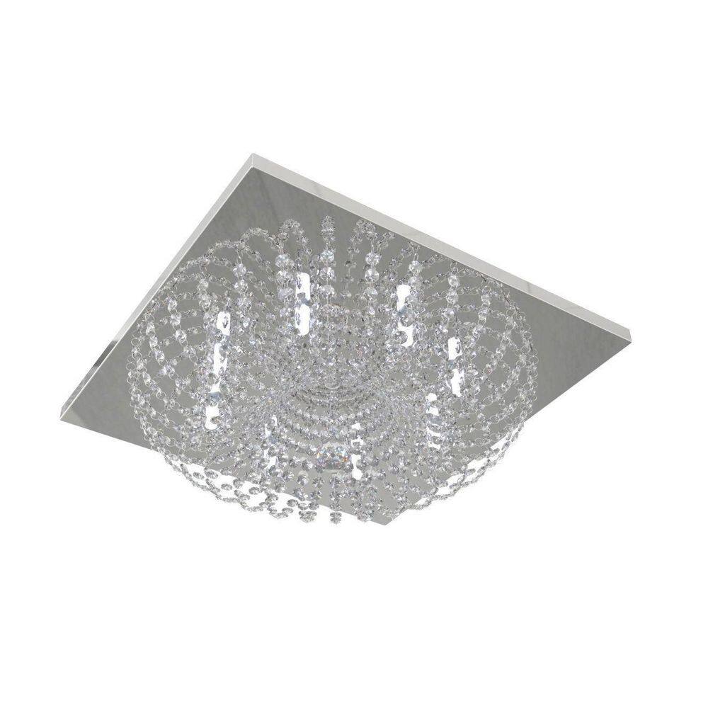 Plafon Lustre De Cristal Quadrado 50Cm Quarto Sala De Jantar Sala De Estar Living Ático