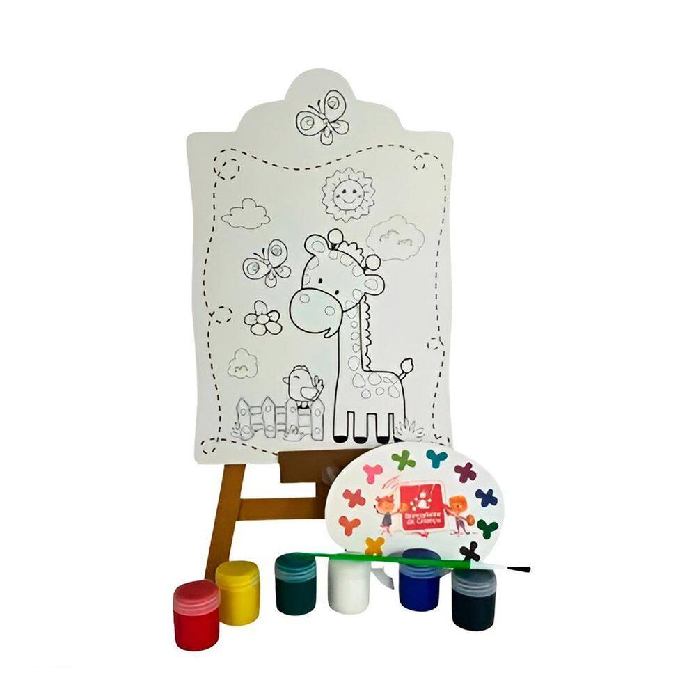 Brinquedo Kit Pintura Infantil Cavalete Avental Tema:Safari2