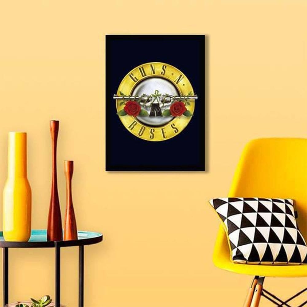 Quadro Decorativo Guns N` Roses 34X23Cm - Moldura Branca