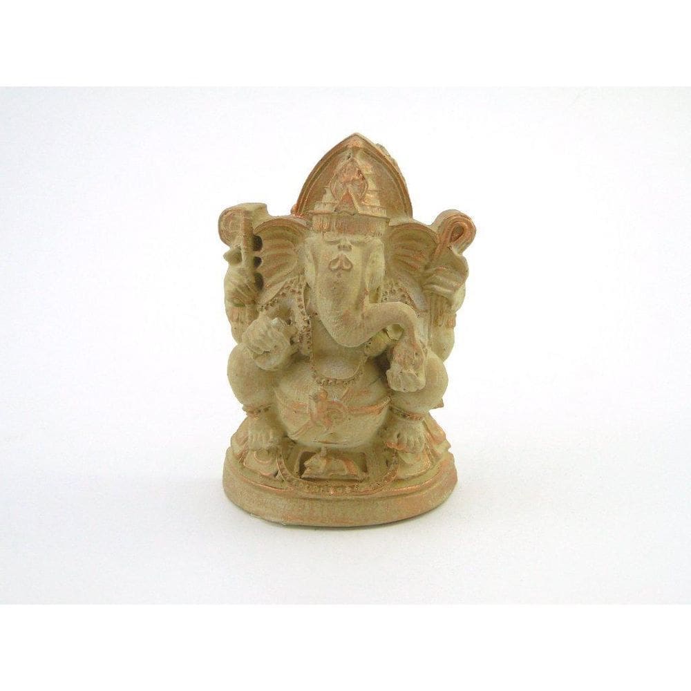 Estátua Ganesha Sentado Reta Cor Taupe Resina 11 Cm