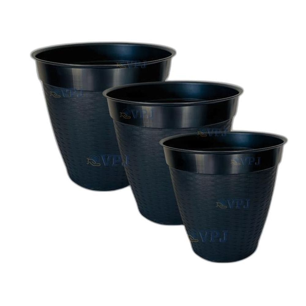 Trio De Vaso Rattan Pmg Flores Plantas Casa Jardim Varanda