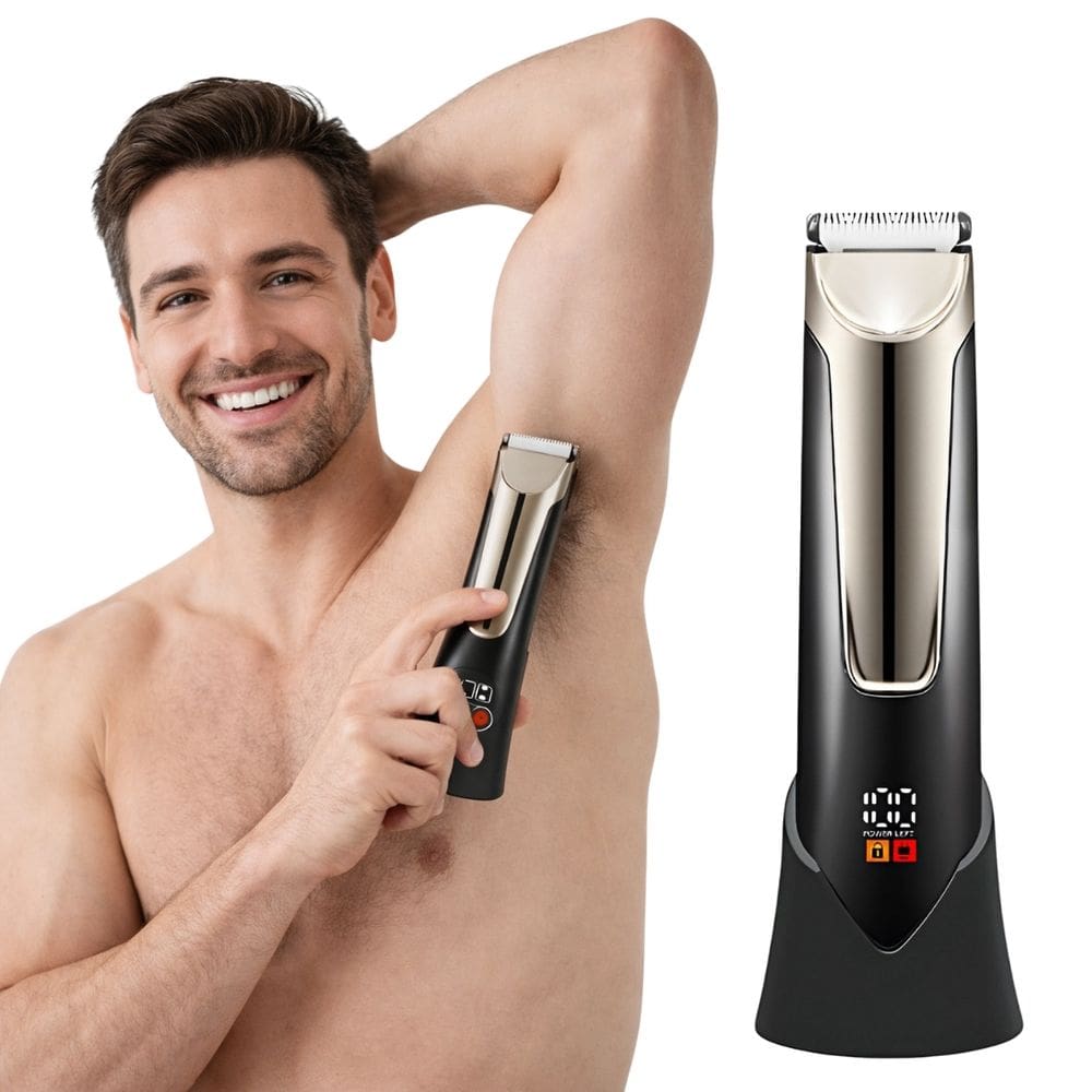 Máquina de Barbear Elétrica Profissional com Base de Carregamento USB