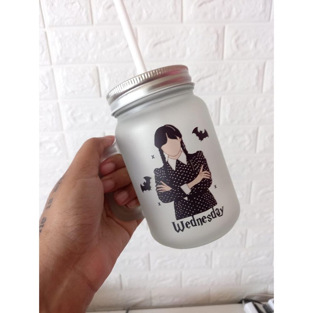Mason Jars Wandinha Addams Caneca Com Alça Wandinha