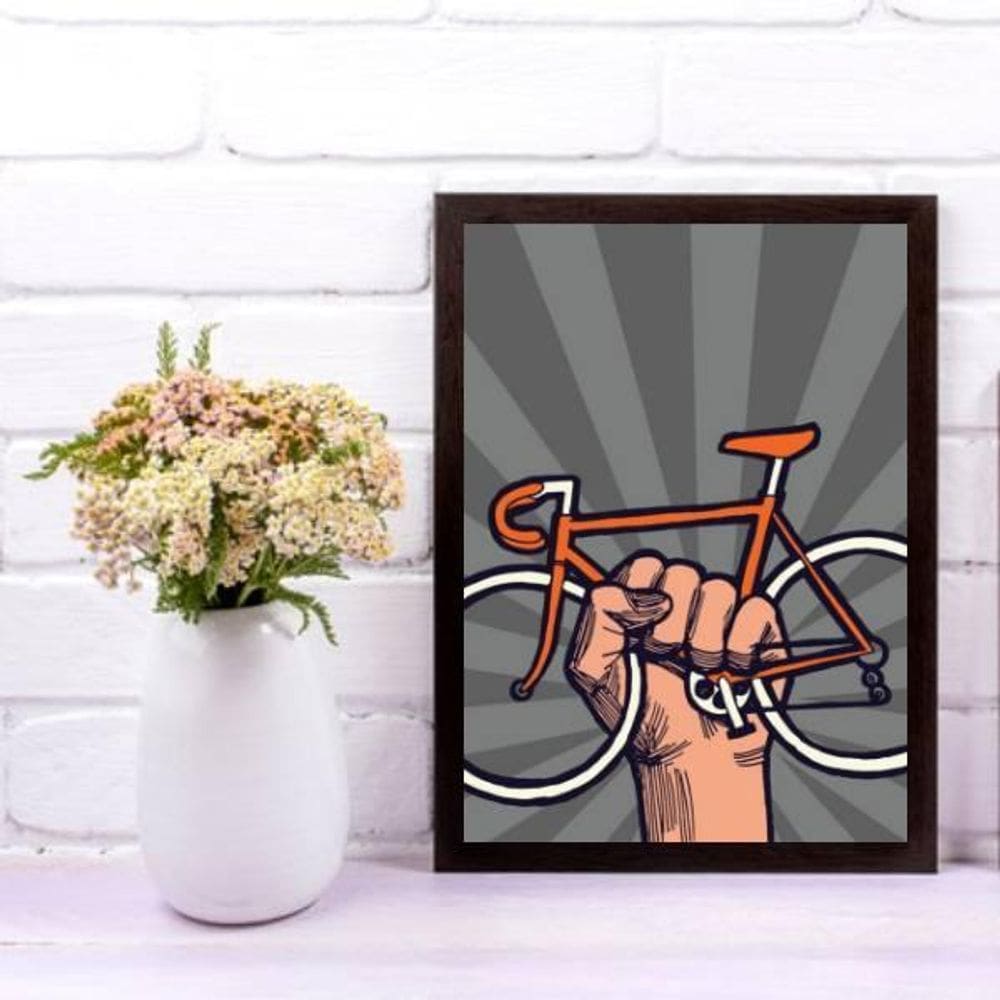 Quadro Decorativo Bike Revolution 24X18 Com Vidro - Preta