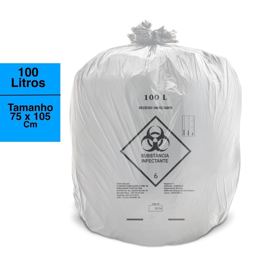 Saco Lixo Hospitalar Infectante 100Lts Fd C/100Un - 75X105Cm