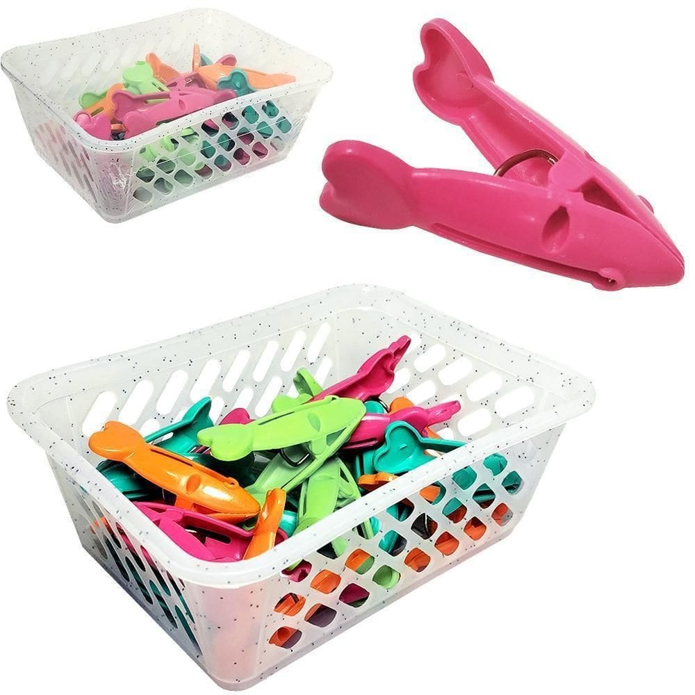 Cesta Plastico Prendedor + 18 Prendedores Colors 15X11X6Cm