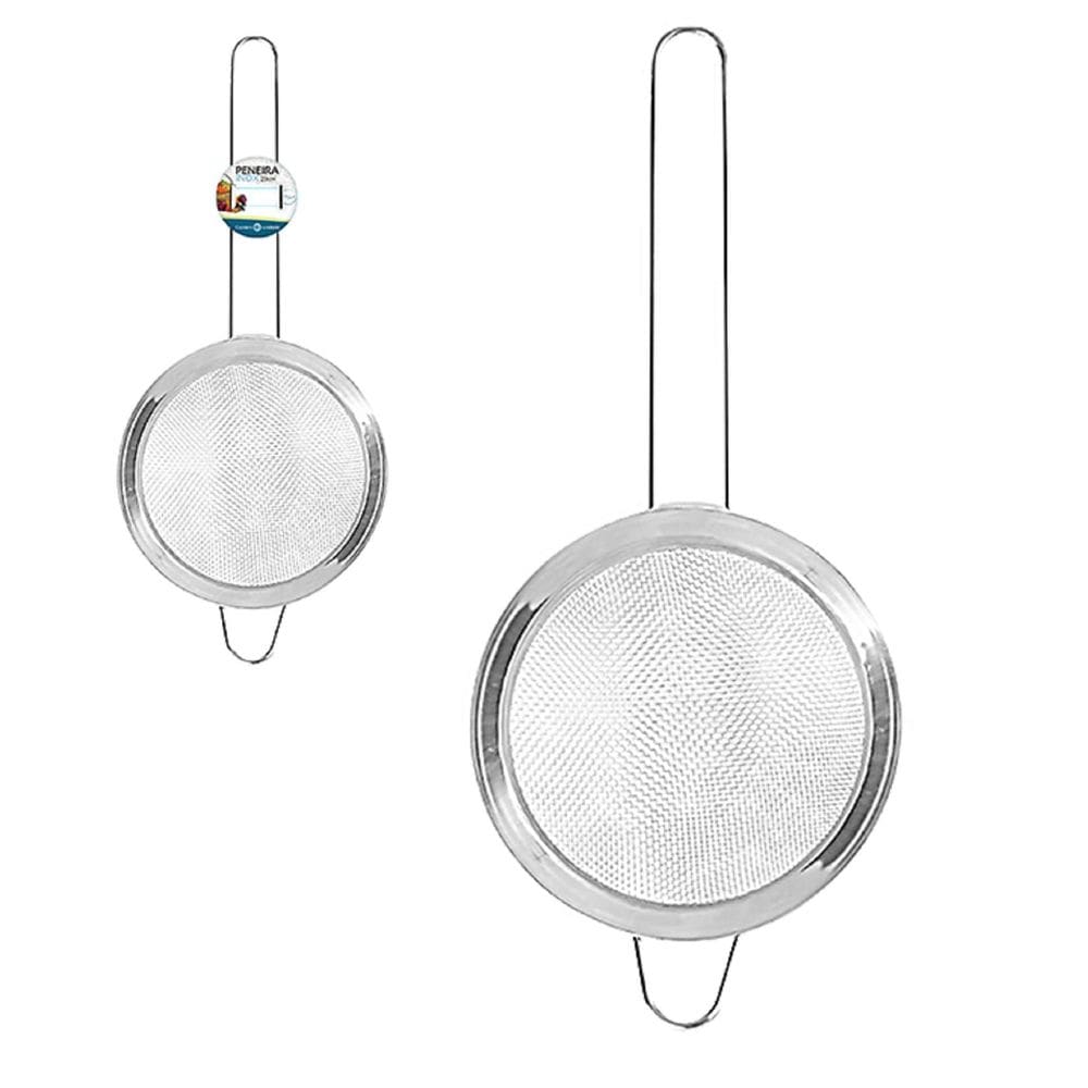 Peneira De Aço Inox Diametro 22,5Cm Utensílio De Cozinha