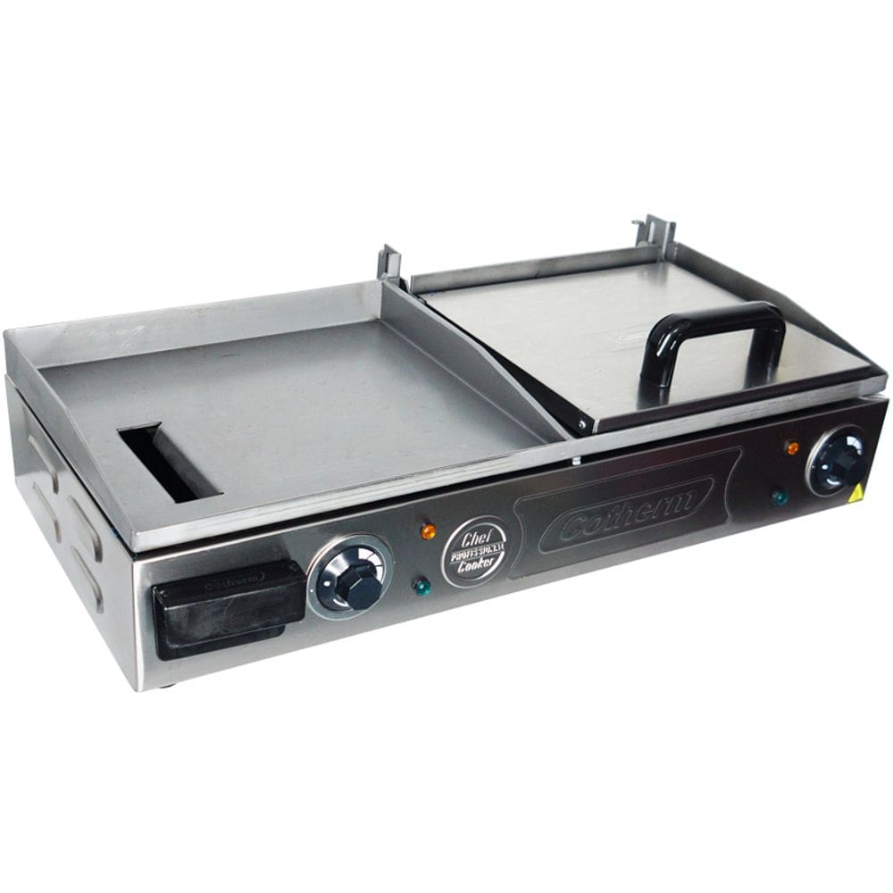 Chapa Lanches Elétrica Grill com Prensa 70X30 2000W Cozinha Cotherm Profissional Industrial Inox
